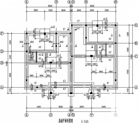 3层条形基础砌体结构别墅结构CAD施工图纸 - 1