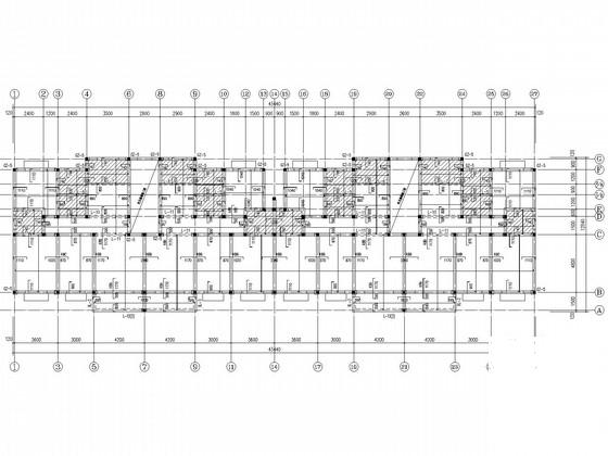 地上7层砌体结构住宅楼结构设计CAD施工图纸(1层为车库)(平面布置图) - 3