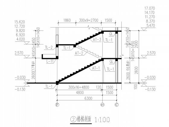 地上7层砌体结构住宅楼结构设计CAD施工图纸(1层为车库)(平面布置图) - 4