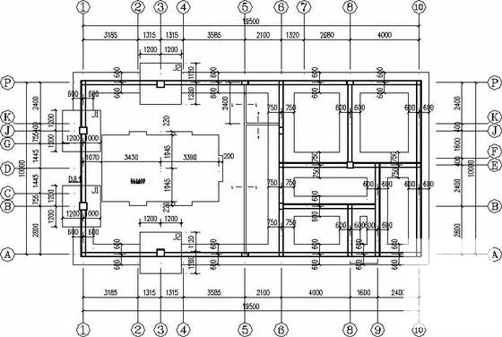 两层砖混结构住宅楼结构设计CAD施工图纸（6度抗震）(基础平面布置) - 1