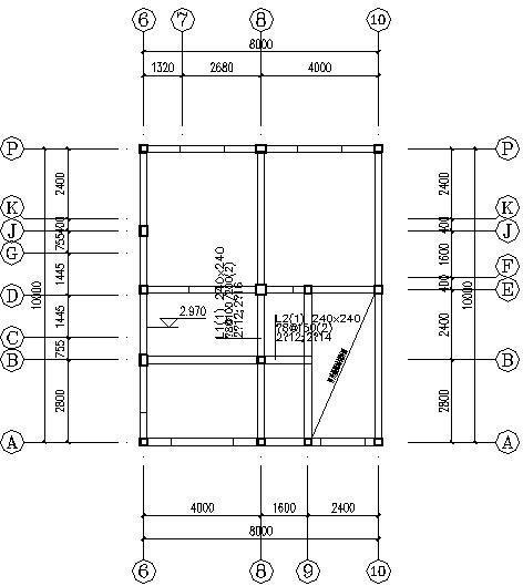 两层砖混结构住宅楼结构设计CAD施工图纸（6度抗震）(基础平面布置) - 2