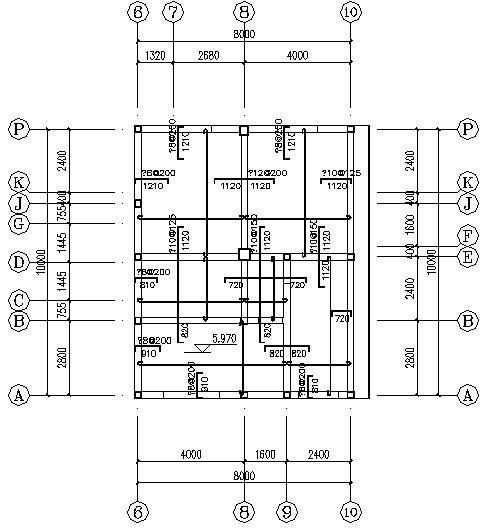 两层砖混结构住宅楼结构设计CAD施工图纸（6度抗震）(基础平面布置) - 4