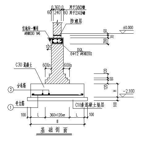 两层条形基础砌体结构办公楼结构CAD施工图纸（6度抗震） - 4