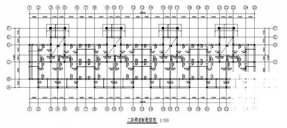 4层条形基础砖混结构公寓结构CAD施工图纸（7度抗震）(平面布置图) - 1