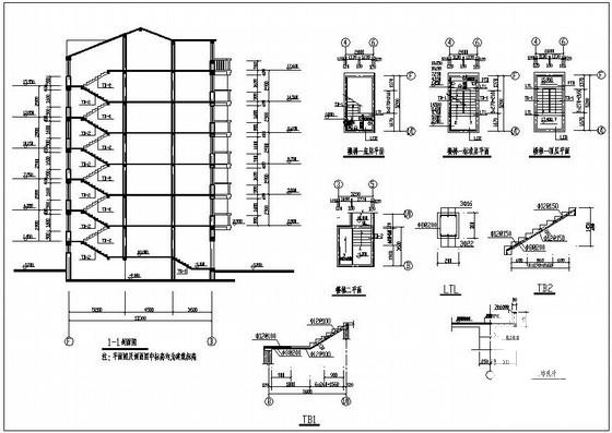 上6层地下1层砌体结构住宅楼结构CAD施工图纸(平面布置图) - 4