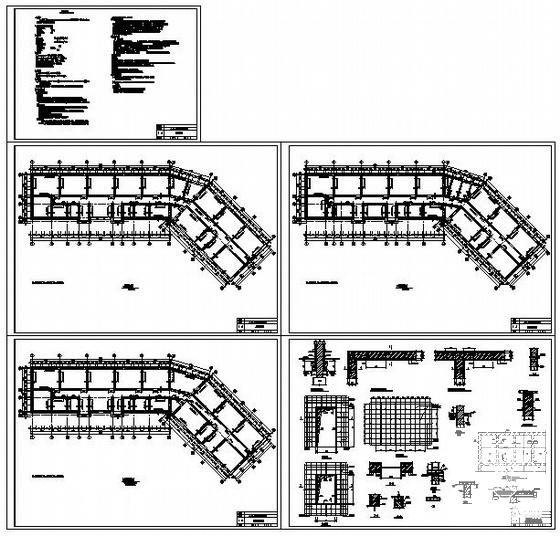 4层砌体结构教学楼抗震加固CAD施工图纸(砂浆面层) - 1