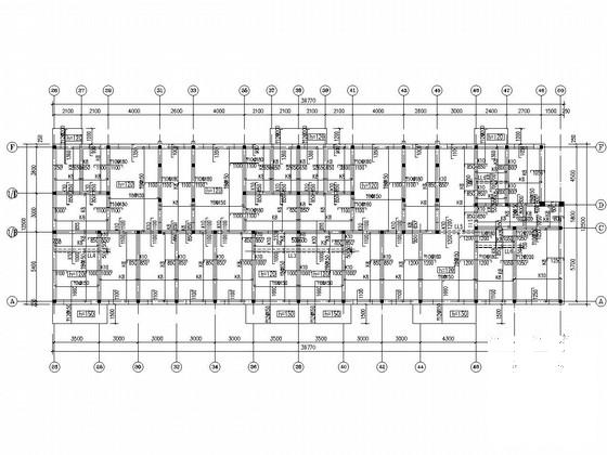 6层砌体结构筏形基础住宅楼结构CAD施工图纸（7度抗震）(平面布置图) - 4