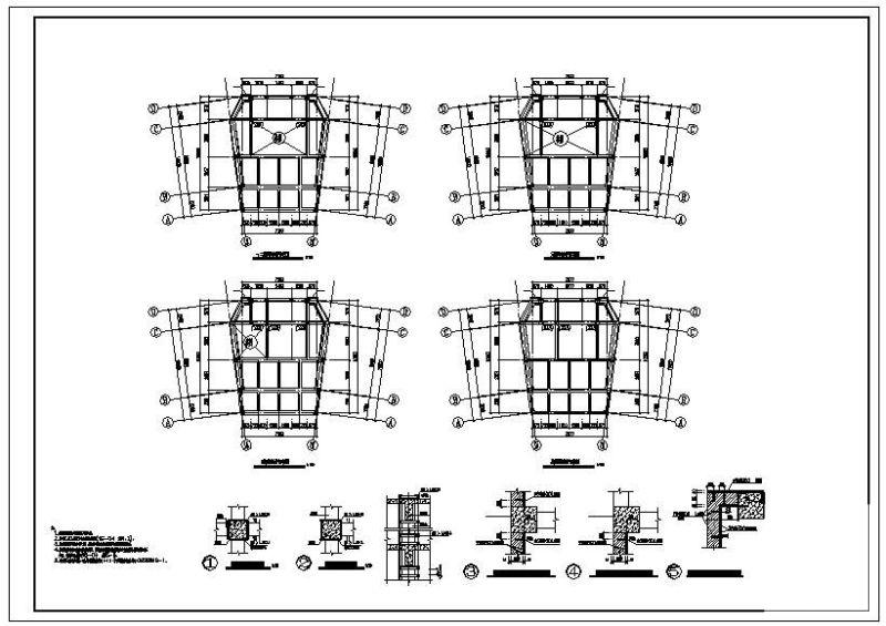 4层砌体结构教学楼加固结构CAD施工图纸(平面布置图) - 2