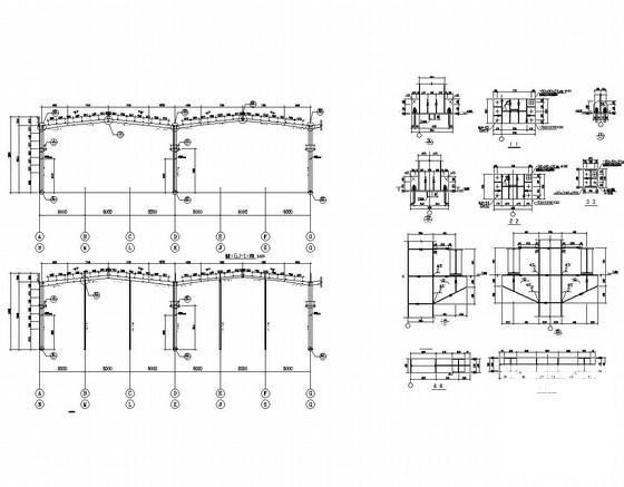 四跨独立基础单层门式钢架结构厂房结构CAD施工图纸 - 3
