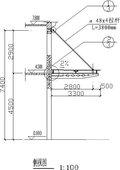 办公楼改造轻钢雨蓬结构CAD施工图纸(平面图) - 1