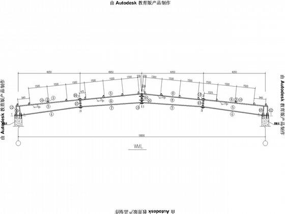 八度抗震20米跨钢屋盖结构CAD施工图纸（门式刚架）(平面布置图) - 1