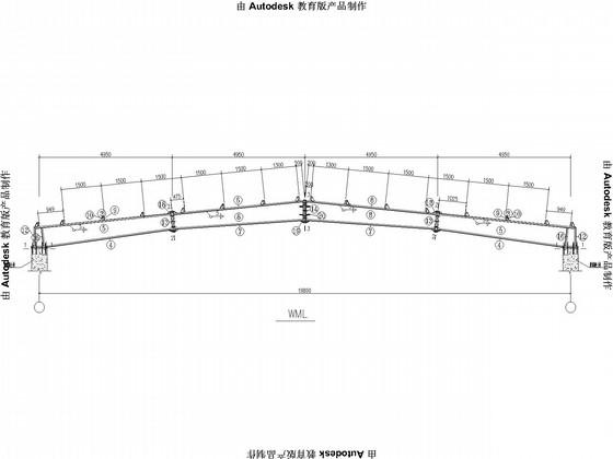 八度抗震20米跨钢屋盖结构CAD施工图纸（门式刚架）(平面布置图) - 1