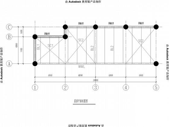 八度抗震20米跨钢屋盖结构CAD施工图纸（门式刚架）(平面布置图) - 4