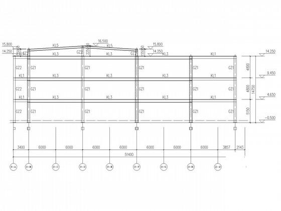 多层钢框架结构家俱城结构设计CAD施工图纸 - 1