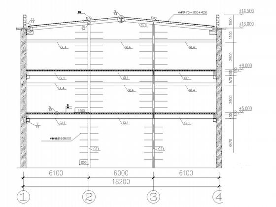 3层独立基础钢框架仓库结构CAD施工图纸（7度抗震）(平面布置图) - 5