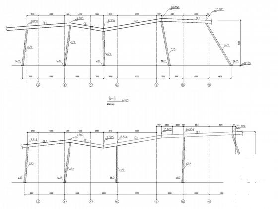 单层钢框架小展厅结构CAD施工图纸（独立基础）(平面布置图) - 1