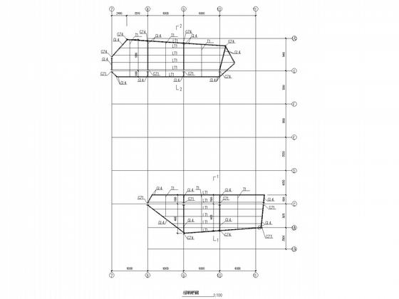 单层钢框架小展厅结构CAD施工图纸（独立基础）(平面布置图) - 4