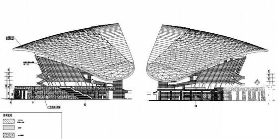 现代五项赛事中心体育场幕墙CAD施工图纸(横剖节点图) - 3