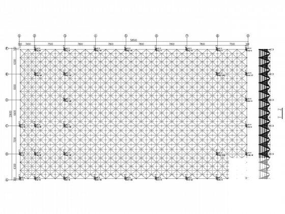 学校风雨操场网架结构CAD施工图纸（8度抗震） - 2
