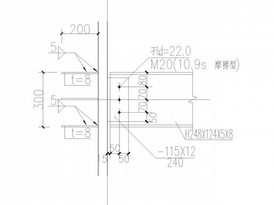 悬挑6米单层雨篷结构CAD施工图纸(平面布置图) - 3