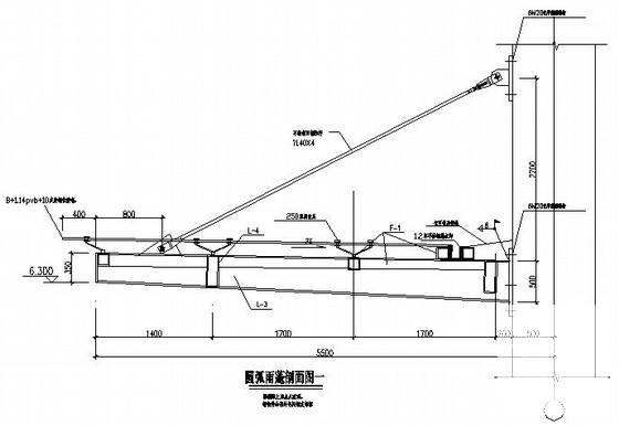 悬挑5米钢结构雨篷结构CAD施工图纸(构造做法) - 1