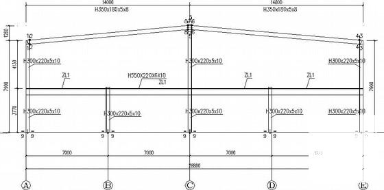 独立基础钢框架结构综合市场结构设计CAD施工图纸(平面布置图) - 2