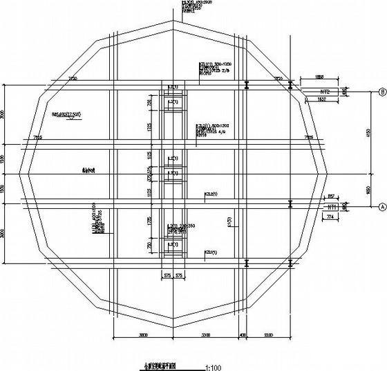 独立基础选煤厂煤仓加固改造结构CAD施工图纸(平面图) - 1