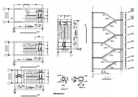 中学6层砌体结构师生住宅楼建筑施工CAD图纸(平面布置图) - 3