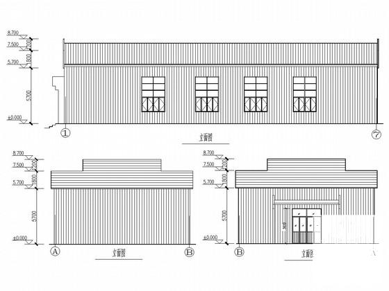 单层钢结构古建筑会议室结构CAD施工图纸 - 1