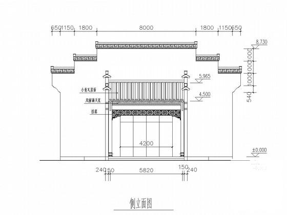 单层钢结构古建筑会议室结构CAD施工图纸 - 2