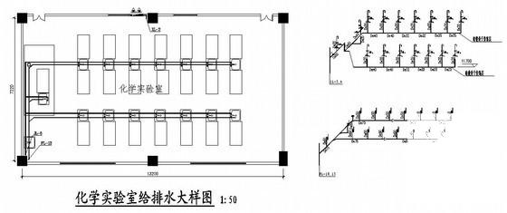 4层中学实验楼教学楼给排水CAD施工图纸(高19.5米) - 2