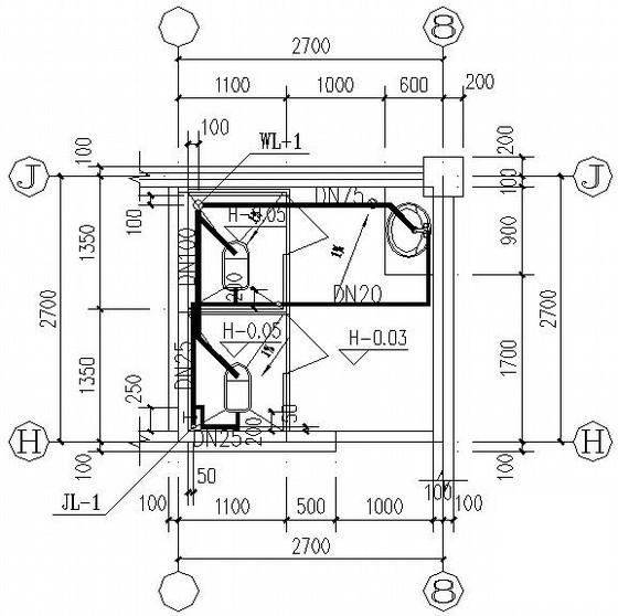 4层中学食堂排水CAD施工图纸 - 4