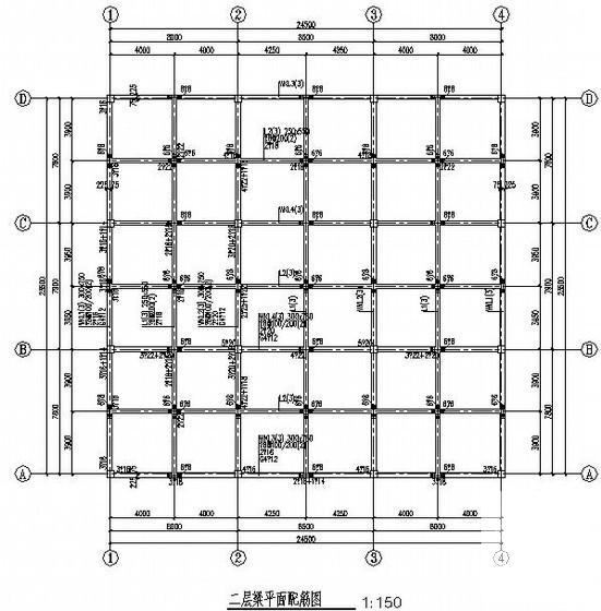 两层框架结构别墅结构CAD施工图纸（7度抗震）(平面布置图) - 2