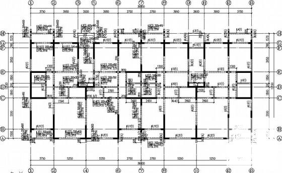 框架结构老年社区结构设计CAD施工图纸(基础平面布置) - 1
