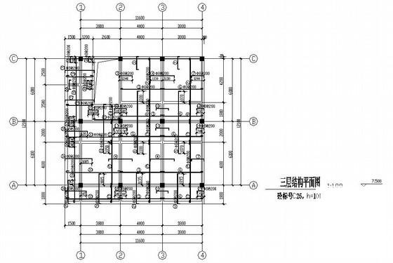 3层框架结构住宅楼结构设计方案图纸(梁配筋图) - 2