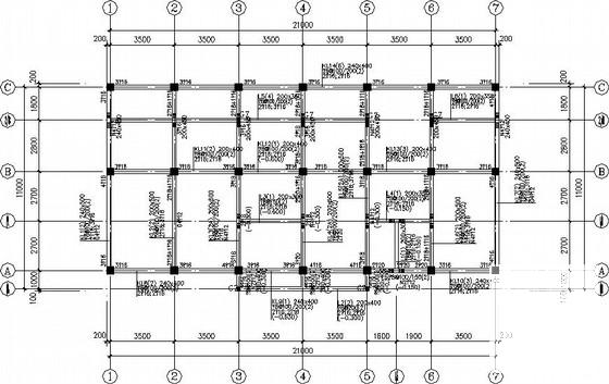 3层框架结构宿舍楼结构CAD施工图纸（7度抗震） - 1