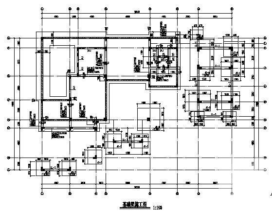 2层筏形基础框架别墅结构CAD施工图纸（8度抗震）(地下室顶板) - 1