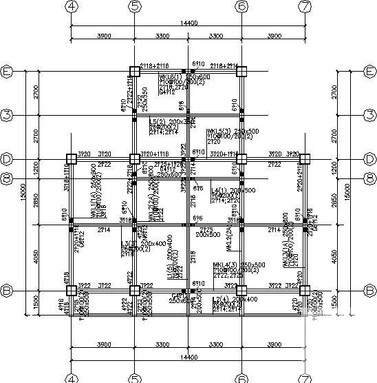 桩基础框架综合办公楼结构CAD施工图纸（8度抗震）(梁配筋图) - 3