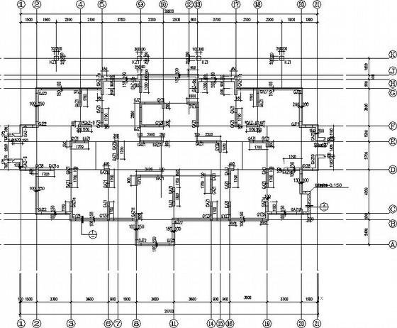 小高层剪力墙住宅楼结构设计CAD施工图纸(梁平法配筋图) - 1