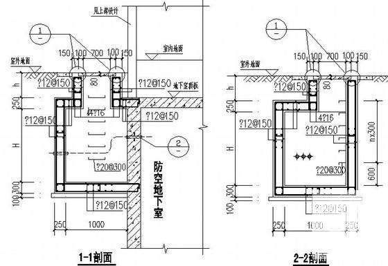 独立基础农贸市场人防地下室结构CAD施工图纸 - 1