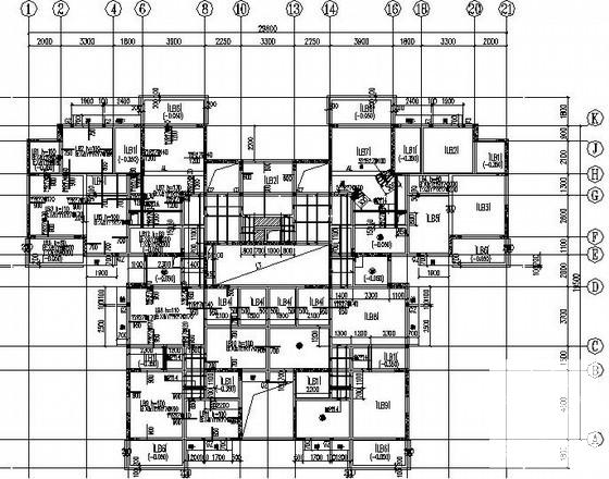 地上26层地下1层剪力墙住宅楼结构CAD施工图纸（筏形基础） - 3