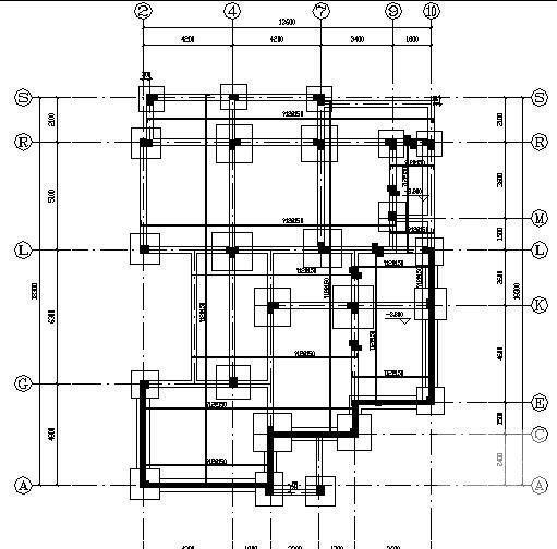 地上两层地下1层异形柱框架住宅楼结构CAD施工图纸（独立基础）(地下室底板) - 1