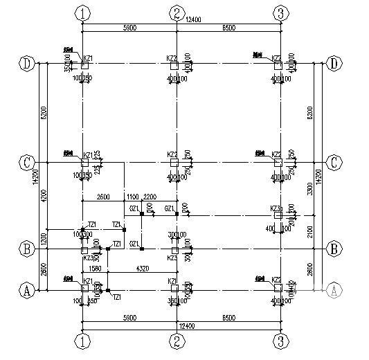 8层筏形基础框架结构住宅楼结构设计CAD施工图纸（8度抗震） - 2