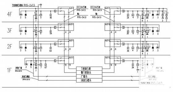 中学4层教学楼电气CAD施工图纸（三级负荷）(自动报警系统) - 4