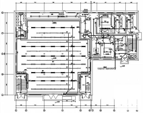 中学2层框架结构食堂强电CAD施工图纸（高9.6米）(防雷接地系统) - 1