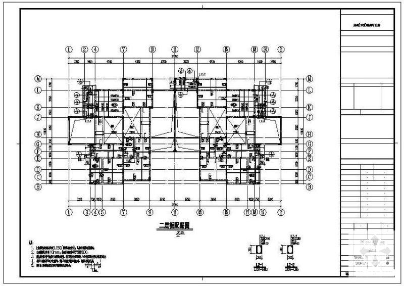 框架结构带阁楼住宅结构设计方案CAD图纸 - 2