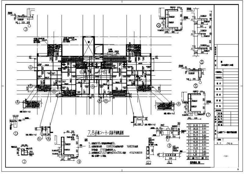 带地下1层剪力墙住宅楼结构设计图纸(柱平法施工图) - 2