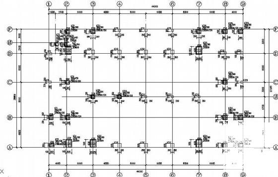 两层框架结构条形基础体育馆结构CAD施工图纸(梁配筋图) - 1