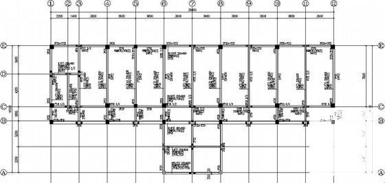 5层独立基础框架办公楼结构CAD施工图纸（7度抗震）(平面布置图) - 1