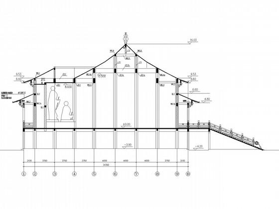 单层条形基础框混仿古建筑结构CAD施工图纸 - 1